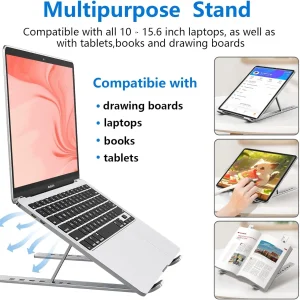 Foldable Aluminum Laptop Stand-Adjustable Height - Thumbnail Image 4