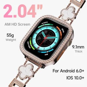 Luxury Rhinestone Smartwatch with Bluetooth Calling - Thumbnail Image 3