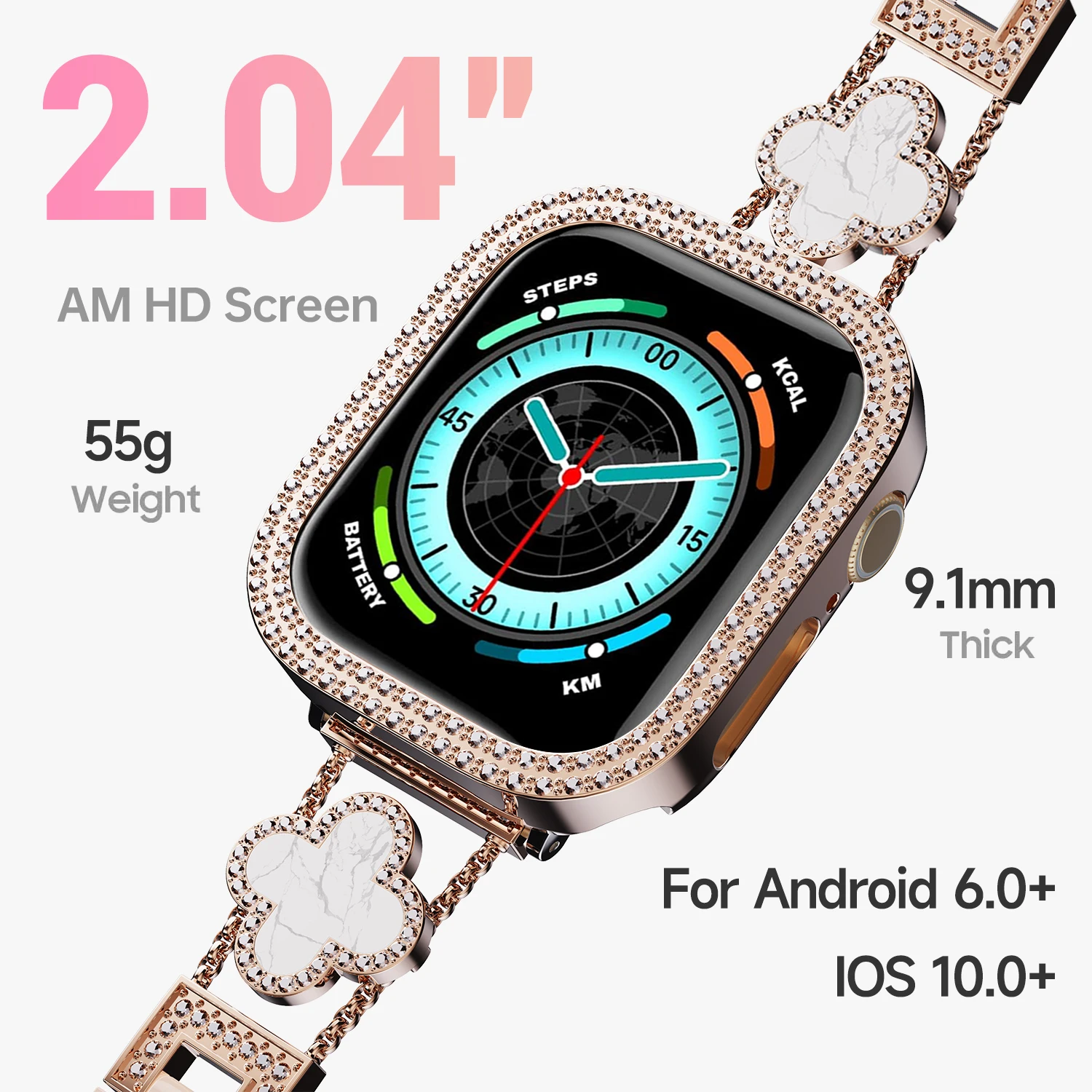 Luxury Rhinestone Smartwatch with Bluetooth Calling - Image 3