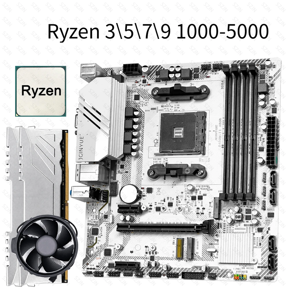 B450M Motherboard Set with Ryzen CPU & WiFi - Image 1