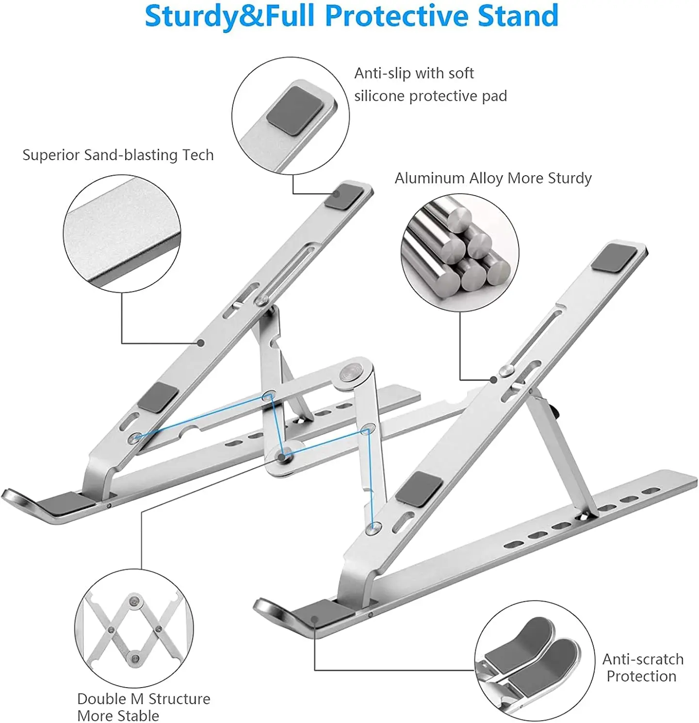Foldable Aluminum Laptop Stand-Adjustable Height - Image 2