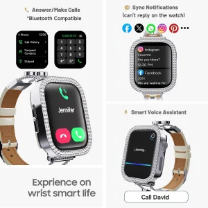 Luxury Rhinestone Smartwatch with Bluetooth Calling - Thumbnail Image 4