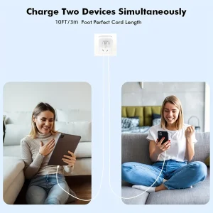 2-Pack 40W Dual-Port USB-C Wall Chargers - Thumbnail Image 2