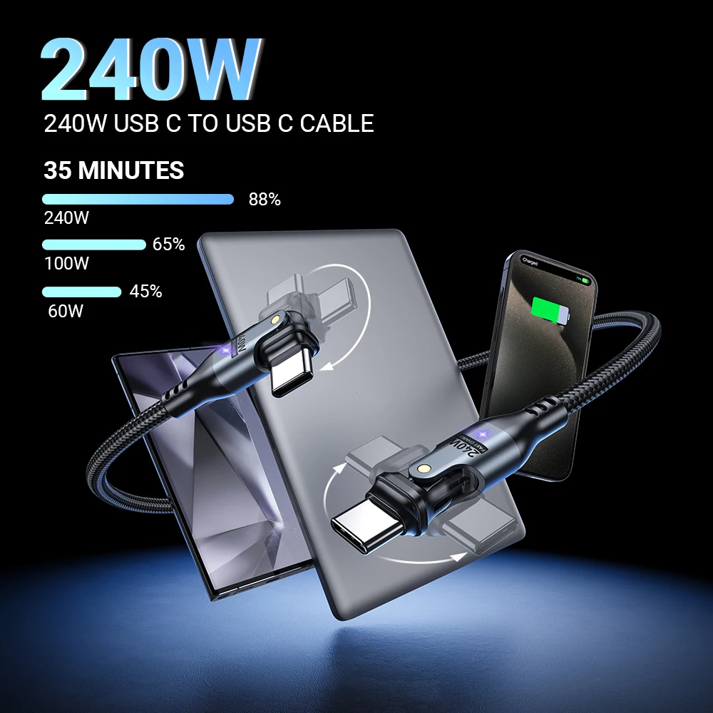 AUFU 2-Pack 240W USB-C to USB-C Cables - Image 2