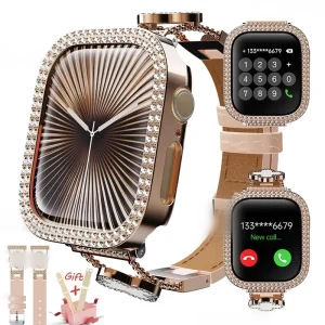 Luxury Rhinestone Smartwatch with Bluetooth Calling