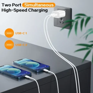 2-Pack 40W Dual-Port USB-C Wall Chargers - Thumbnail Image 4