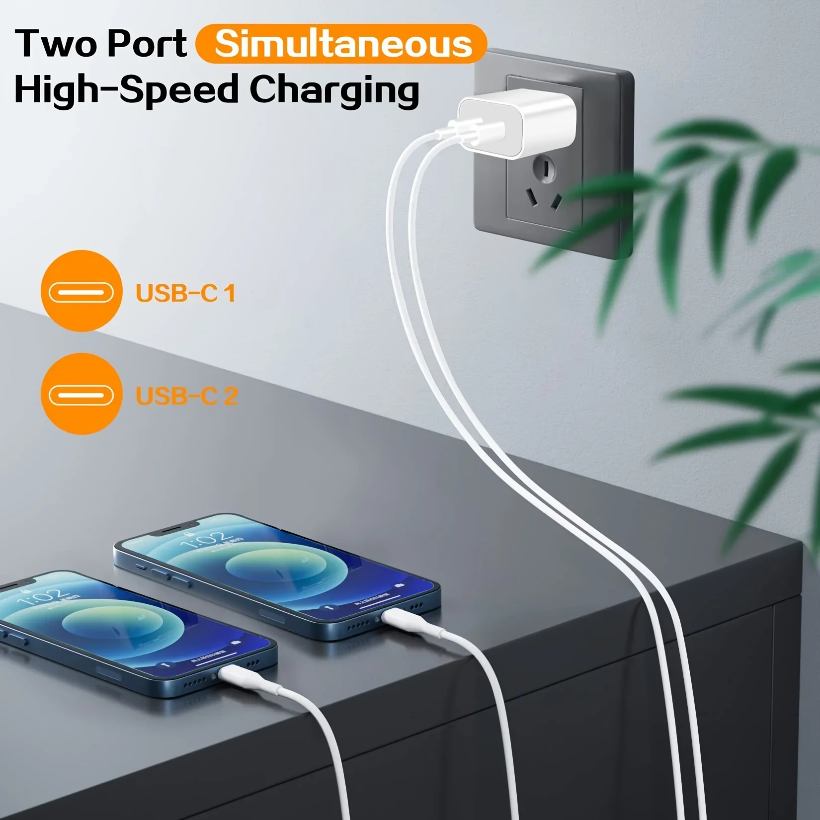 2-Pack 40W Dual-Port USB-C Wall Chargers - Image 4