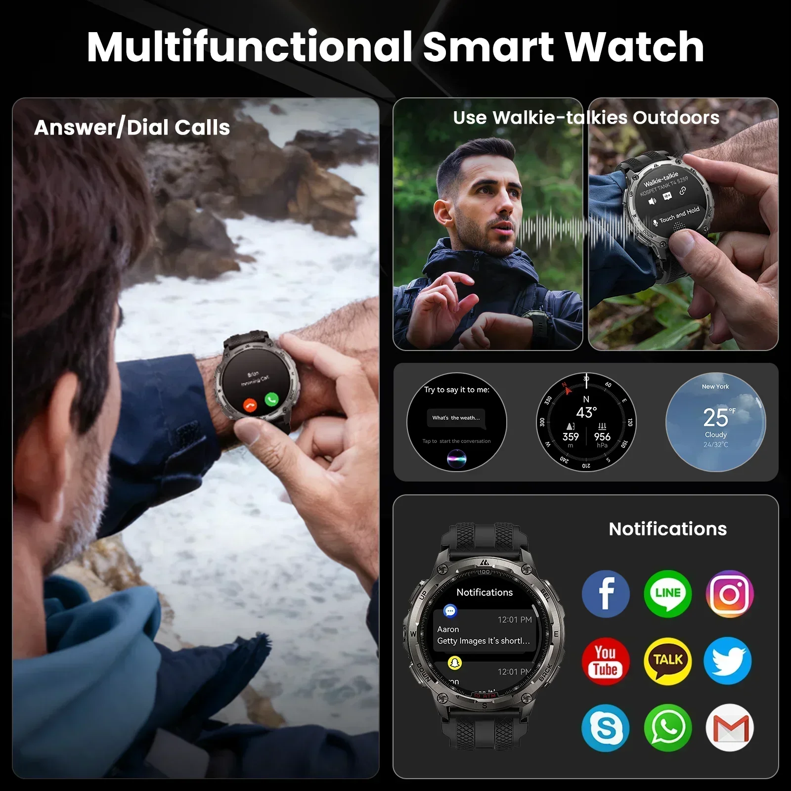 KOSPET Tank T4 GPS Waterproof Smartwatch - Image 4