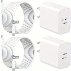 2-Pack 40W Dual-Port USB-C Wall Chargers