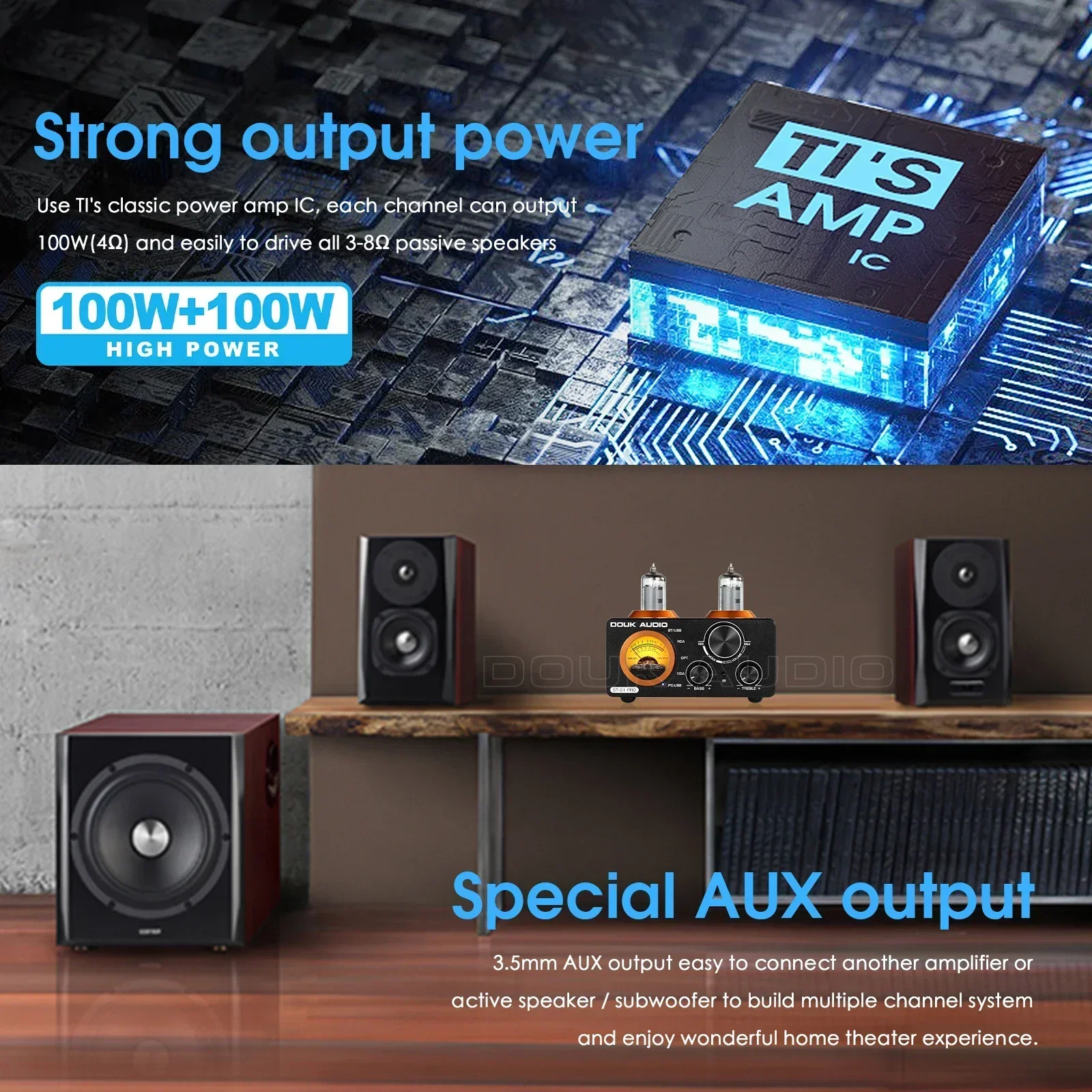 Nobsound HiFi Bluetooth Tube Amplifier 100W×2 - Image 4