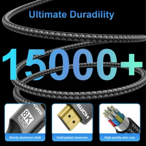 8K HDMI 2.1 Cable 48Gbps HDR 3D - Thumbnail Image 3
