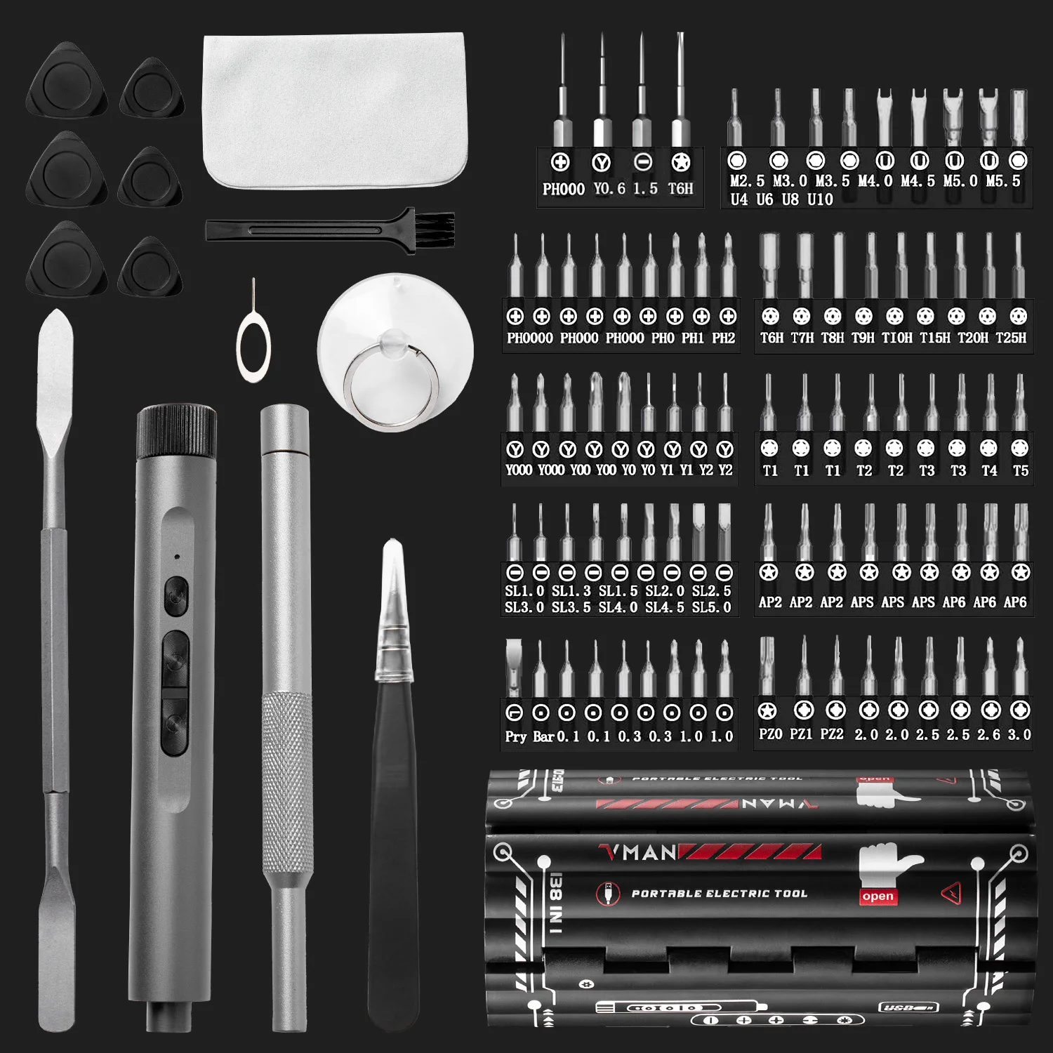 VMAN 138-in-1 Precision Electric Screwdriver Set - Image 4