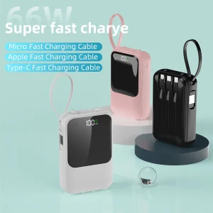 10000mAh Portable Power Bank with Built-In Cable - Thumbnail Image 2