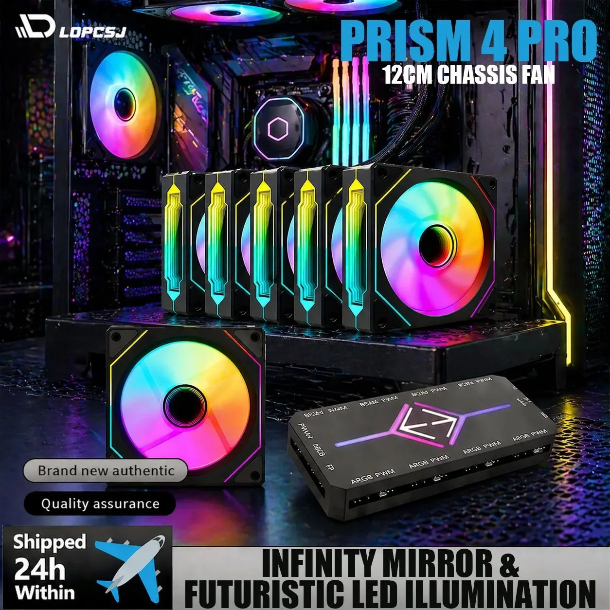 LDPCSJ 6-Pack 120mm ARGB PWM Case Fans - Image 1