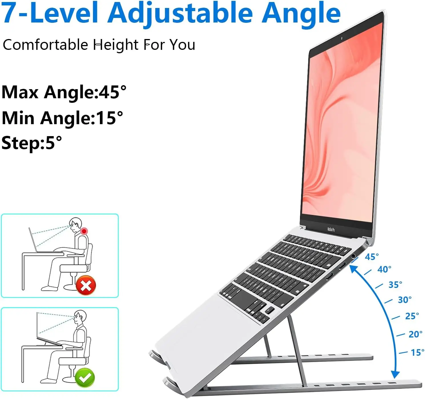 Foldable Aluminum Laptop Stand-Adjustable Height - Image 3
