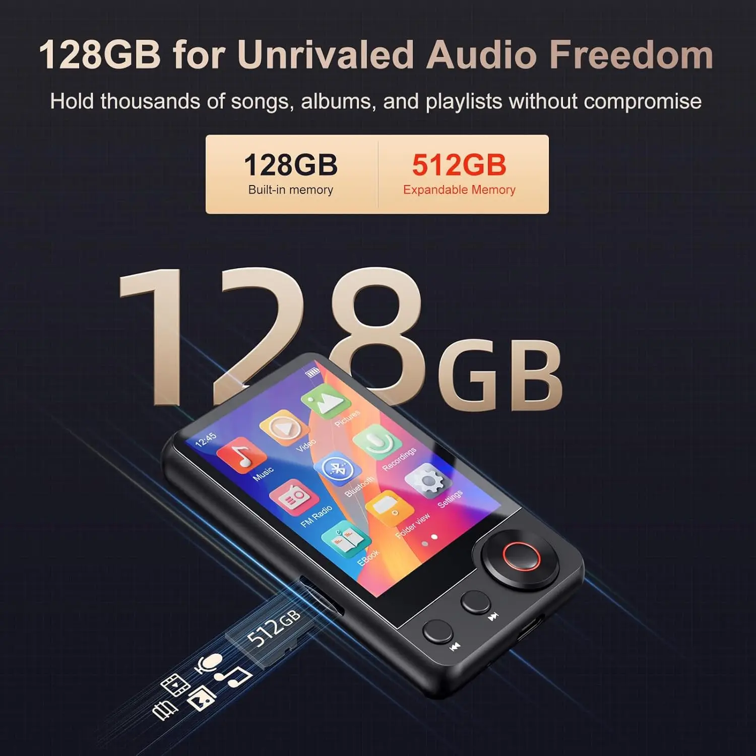 MECHEN 128GB Bluetooth 5.3 MP3 Player - Image 2
