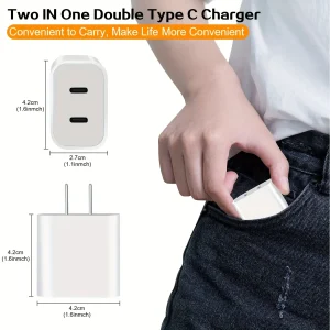 2-Pack 40W Dual-Port USB-C Wall Chargers - Thumbnail Image 3