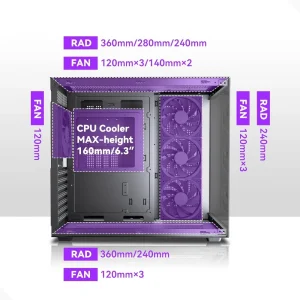 ATX Mid Tower PC Case with 4 Fans - Thumbnail Image 4